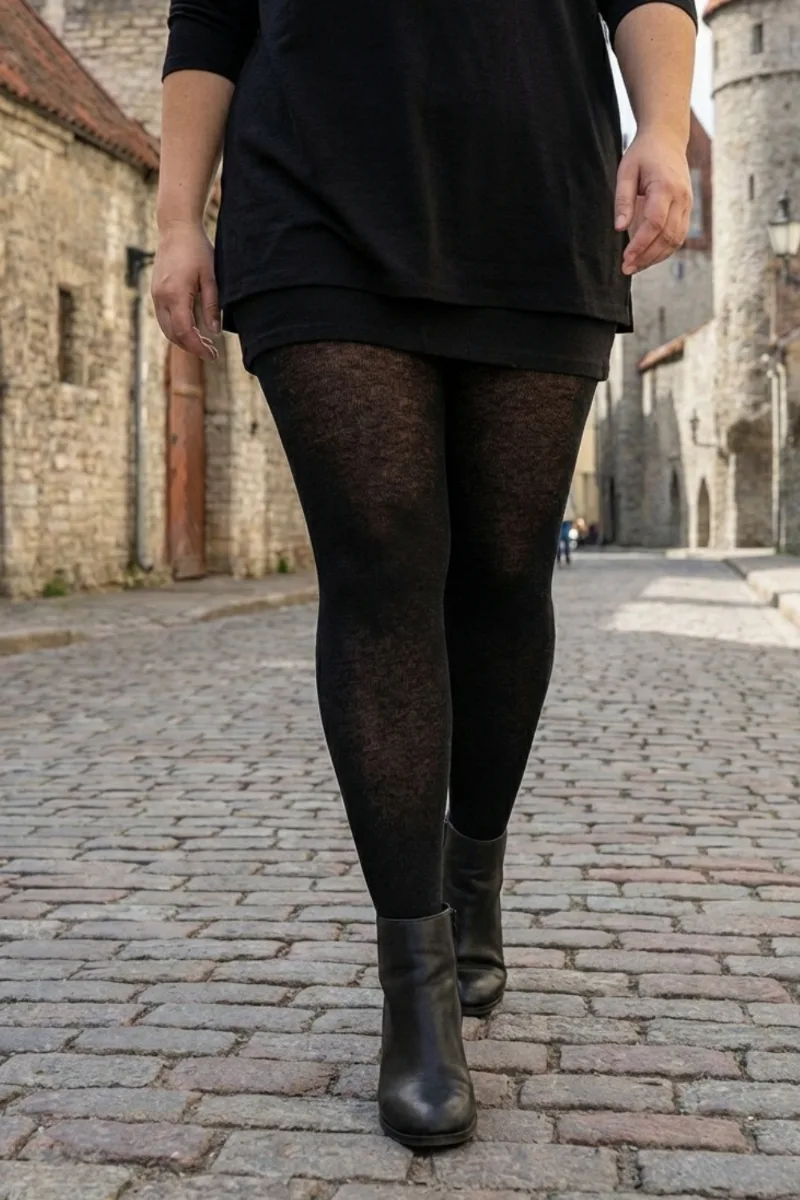 MILANA plus size mustad meriinovillased sukkpüksid