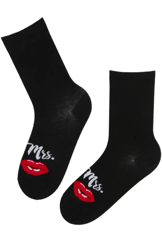 MISS Mrs. musta värvi puuvillased sokid