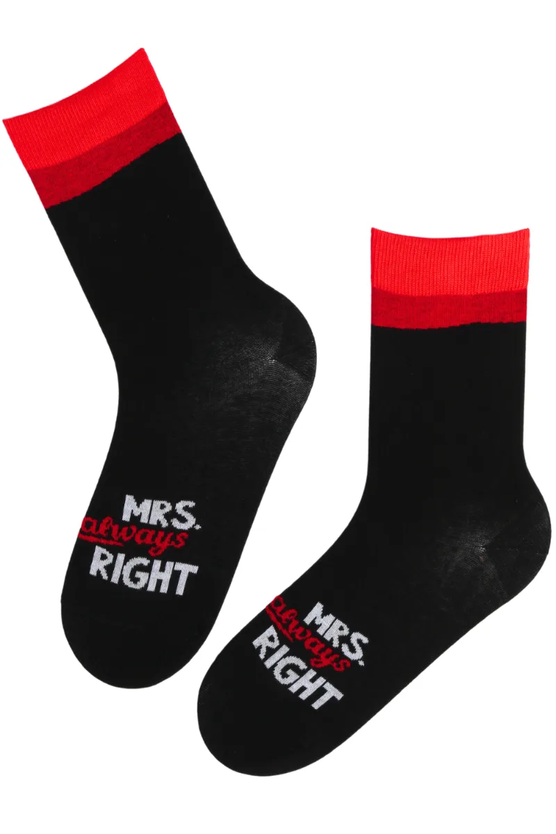 MRS. ALWAYS RIGHT musta värvi puuvillased sokid LEIDI