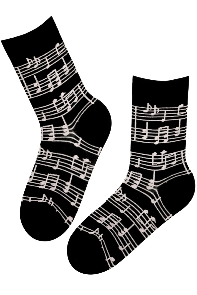 MUSIC nootidega musta värvi puuvillased sokid