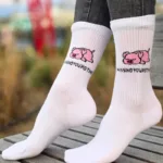 PIG TIME valged notsuga puuvillased sokid