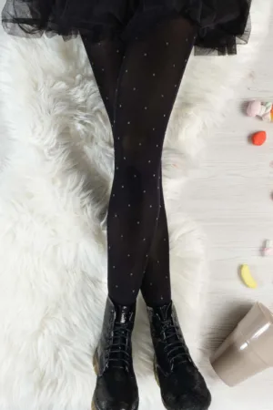 POLKA DOTS musta värvi täpilised sukkpüksid