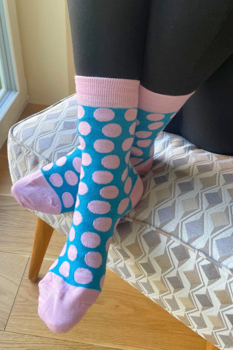 POPPY sinised täpilised meriinovillased sokid