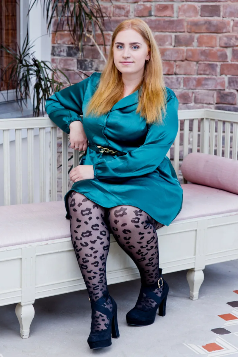 ROYAL plus size musta värvi leopardimustrilised sukkpüksid
