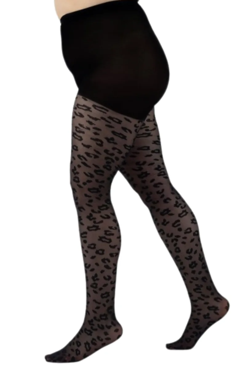 ROYAL plus size musta värvi leopardimustrilised sukkpüksid