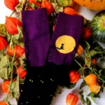 SPOOKY CAT kuuvalgel istuva musta kassiga halloweeni sokid