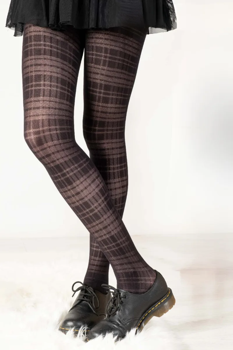 TARTAN ruudulised musta värvi sukkpüksid