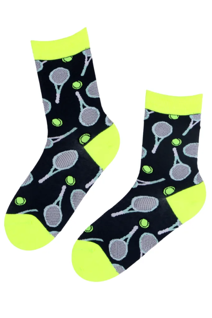 TENNIS LOVER tumesinised reketitega puuvillased sokid