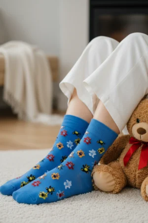 ZOE sinised mõmmidega puuvillased sokid