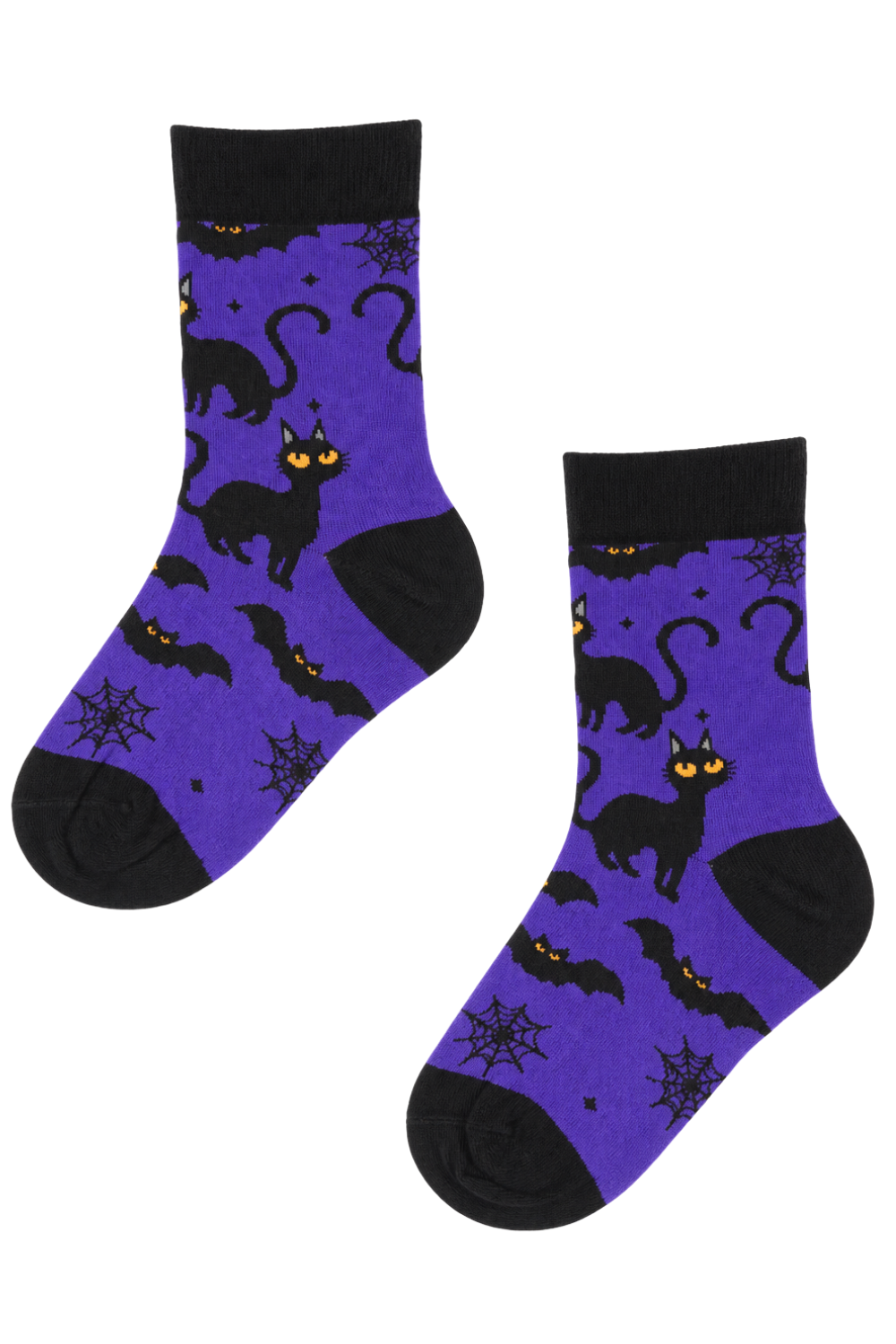 BOOKY mustade kassidega lillad Halloweeni sokid lastele
