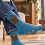 ‘KING OF FATHERS’ cotton socks with bears and text