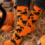 SCARY CAT Halloween socks with black cats