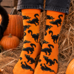 SCARY CAT Halloween socks with black cats