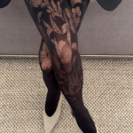 BELLADONNA black floral-patterned tights