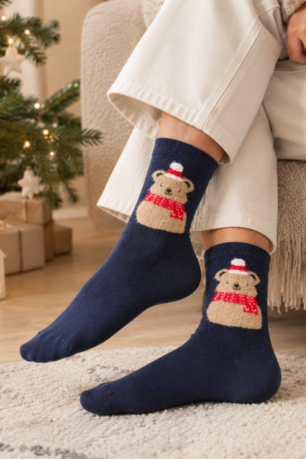 MURRY dark blue cotton socks with bears
