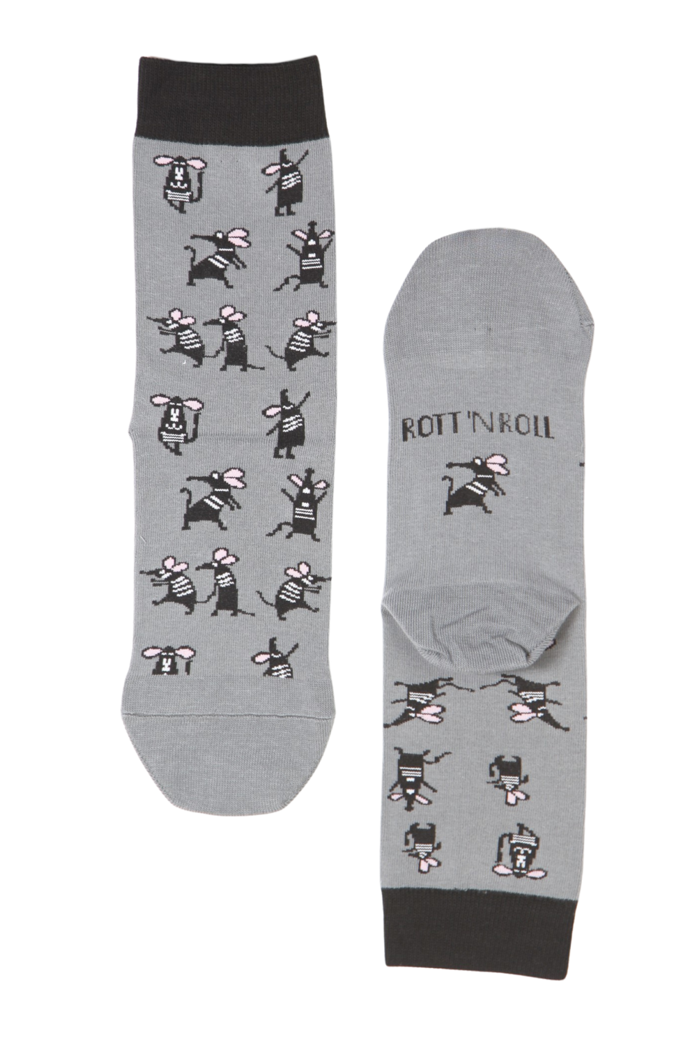 ROTT N ROLL grey cotton socks with a message